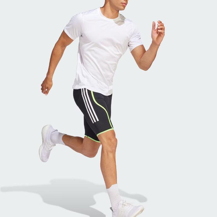 Adidas Colanți scurți de alergare Adizero Design cu dungi color block Casual Respirabili Talie medie Pantaloni scurți sport pentru bărbați Pantaloni scurți Negru IL1499