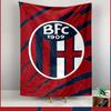 Tapestry Bologna FC 1909 Football Club Crest Red Blue Grunge Oval Badge Wall Art for Serie A Soccer Fan Room Decor