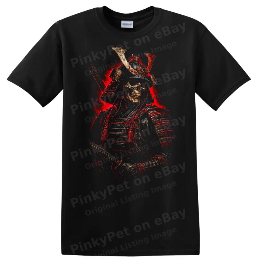 Samurai Skeleton Warrior T Shirt Epic Graphic Art Horror Theme Tee
