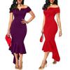 Elegant 2023 Autumn Fashion Women's V Neck Off Shoulder Short Sleeve A Line Dress