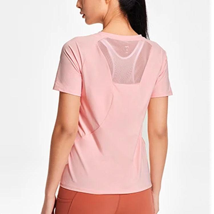 Li Ning Training Series Solid Color Round Neck Pullover Short Sleeve T-Shirt Women Tops Light-Cherry-Blossom-Pink ATSSA12-1