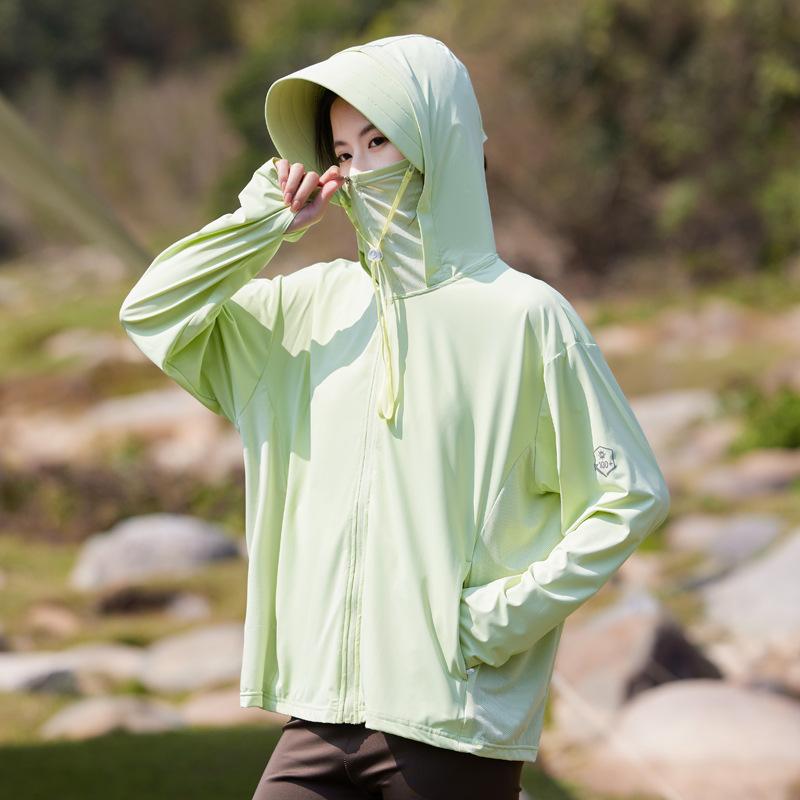 Ice silk sun-protective shirt for women, couple's ultra-thin fishing outdoor skin shirt, UV-resistant breathable sun-protective shirt for men