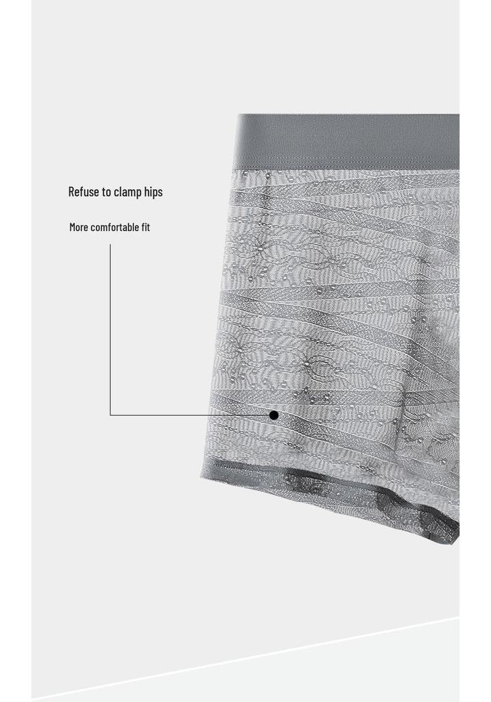 Hollow Lace Ice Silk 10A Antibacterial Men's Breathable Ultra-Thin Sexy Boxer Briefs