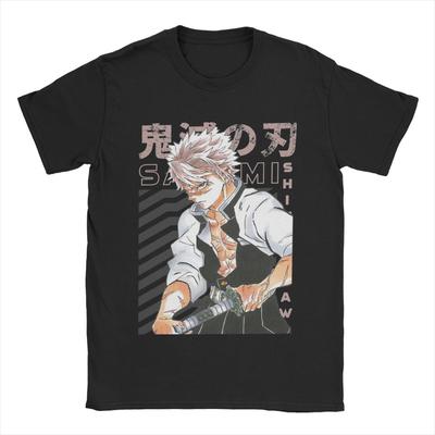 Camisetas para hombre de Sanemi Shinazugawa de Demon Slayer, camiseta novedosa de manga corta y cuello redondo, camisetas de algodón puro de talla grande