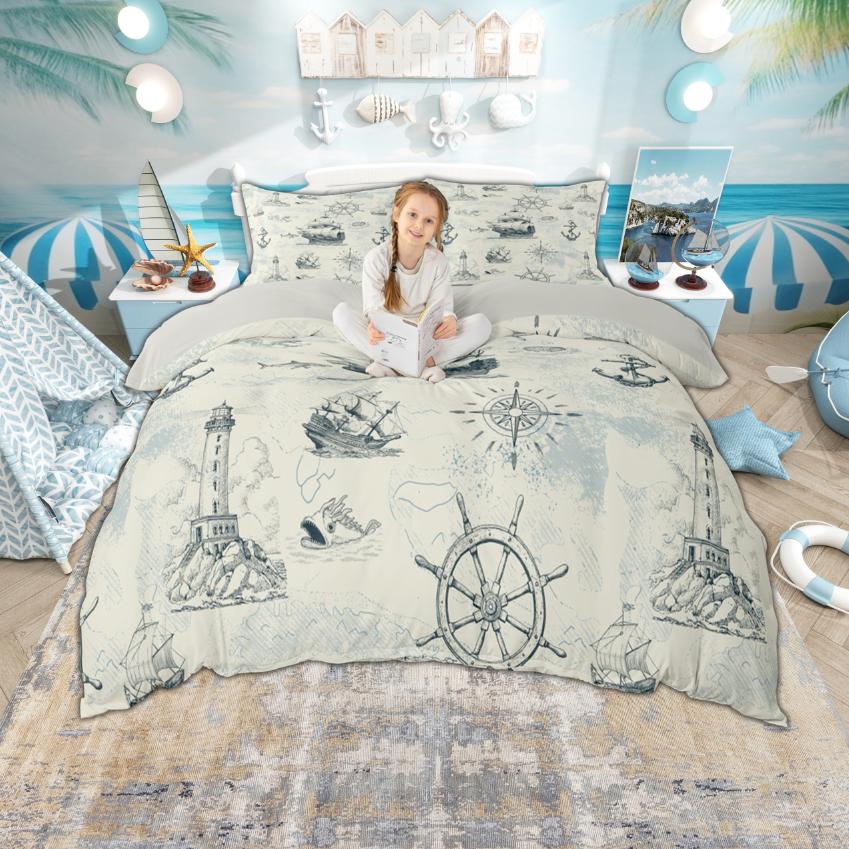 Комплект пододеяльника Homewish Hawaii Beach, Комплект пододеяльника в прибрежном океаническом стиле, Детский летний праздничный постельный комплект UK C 120x150cm 2pcs&set