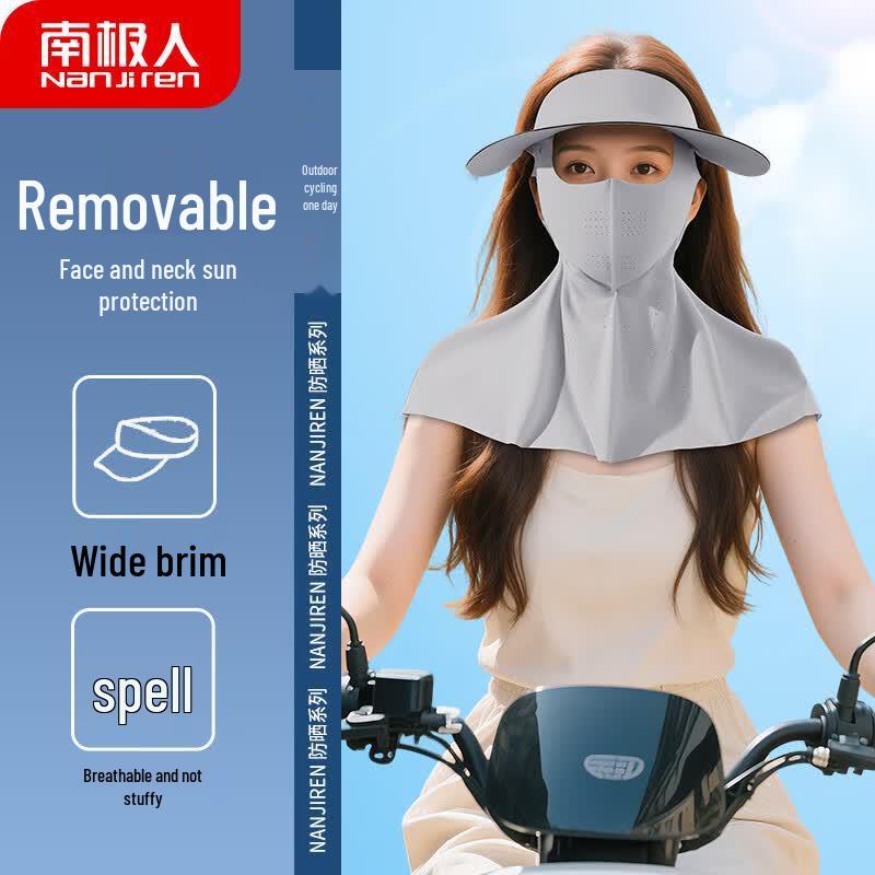 Nanjiren Women's Summer Sun Protection Visor Hat with Face & Neck Mask