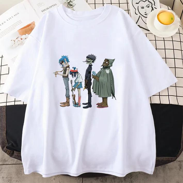 Musikkband Gorillaz PUNK ROCK T-skjorte Herre Kvinner Sommer 90-tallet O-hals Bomulls Kortermede T-skjorter Klær Vintage Y2K Clothing Tee