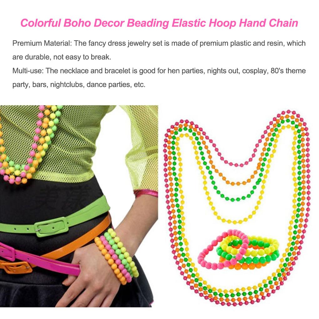 4 Pieces Necklace Bohemian Style Beads Chain Party Bracelets Decor Colorful Wedding Costume Hand Boho Beading Jewelry