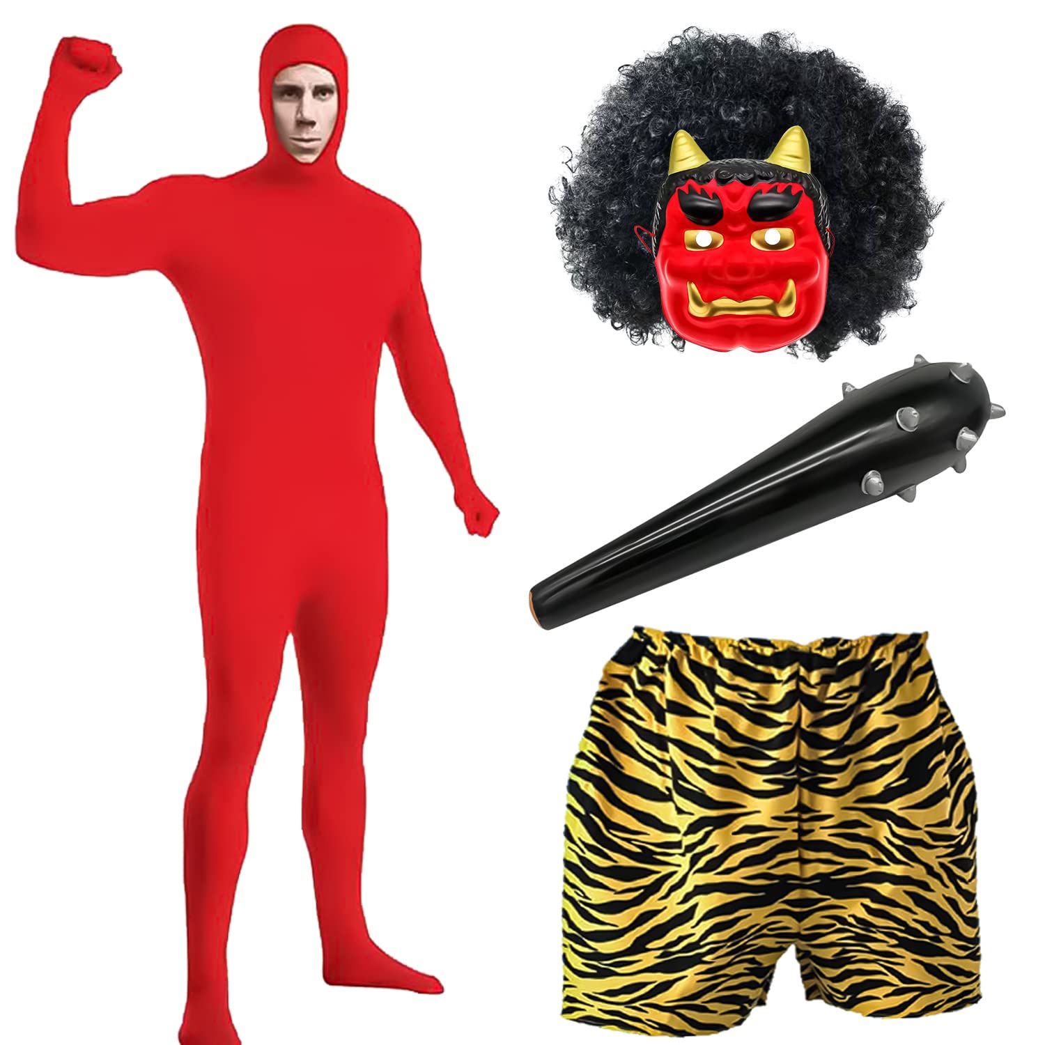 

Crying Real 5 Suits Setsubun Red Demon Blue Demon Setsubun Bean Local Demon Mask Face Mask Demon [BXINF] (Red Set)
