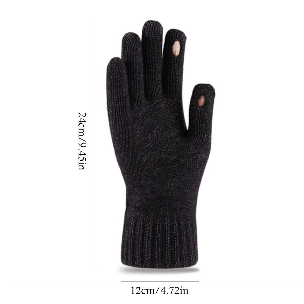 Wollgestrickte Vollfingerhandschuhe Winddichte Fleecehandschuhe Mode Radfahren Autofahren Fäustlinge für Winter