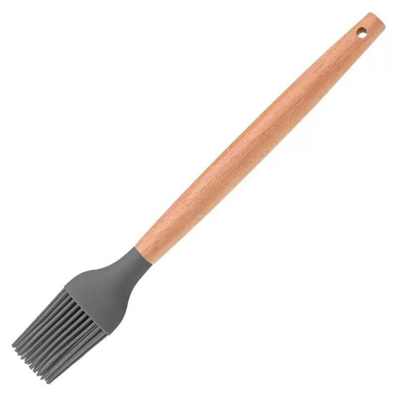 Detachable Silicone Basting Brush For Baking BBQ Oil Application Food Grade Heat Resistant Pastry Brush With Wooden Handle