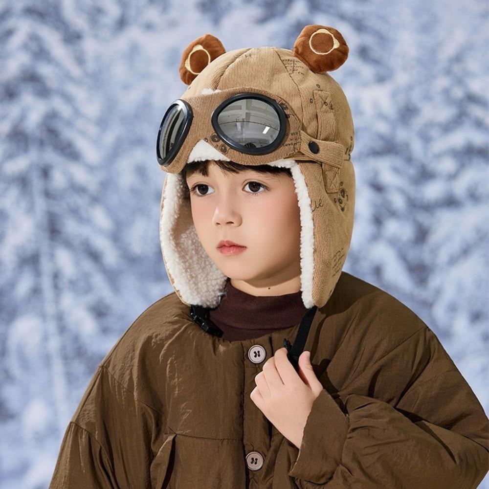 Cold Proof Children Pilot Hat Cute Cartoon Warm Hat Fashion Ear Protection Cap  Winter
