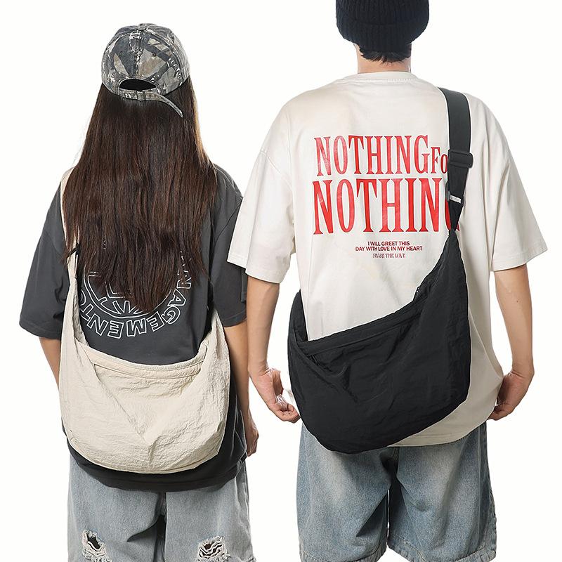Couple Messenger Bag Shoulder Bag Large Capacity Diagonal Straddle Bag Black Dumpling Bag Tide Cloth Bag