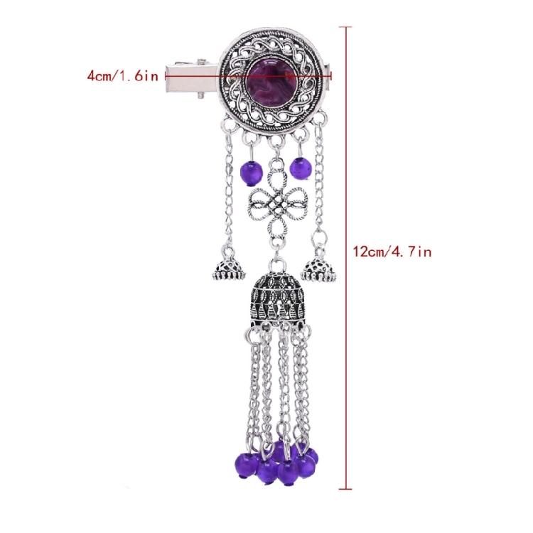 Exotic Hair Clip Side Clip with Tassels For Women Kazak Styles Hair Styling Accessory for Formal Event Costume Accessory