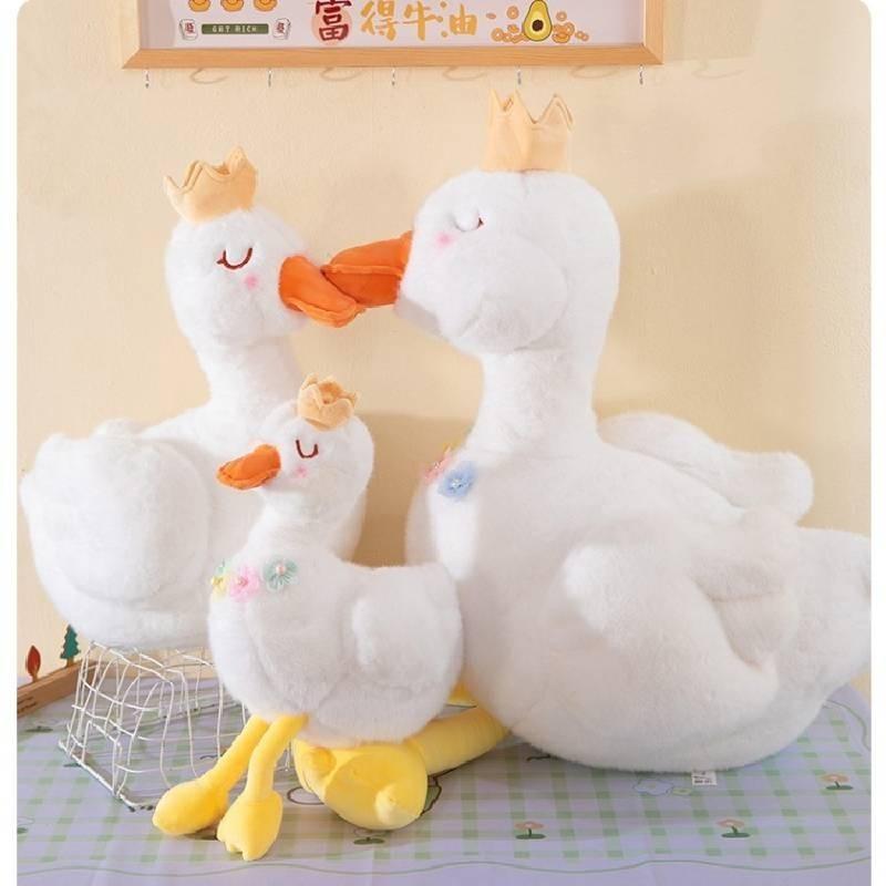 Cute Swan Plush Toy Crown Duck Doll Stuffed Animal Puppet Child Comfort Sleep Pillow