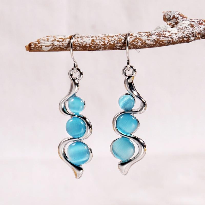 Elegant Cats Eye Gemstones Drop Earrings Opal Dangle Earrings Jewelry for Women Stylish Valentines Day or Birthday Gift