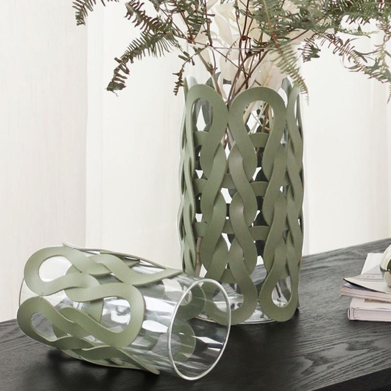 Glass Vases Decoration Aesthetic Flower Vase Living Room Elegant Vases Table Weaving Decor Flowers Bottle Interior Ornaments