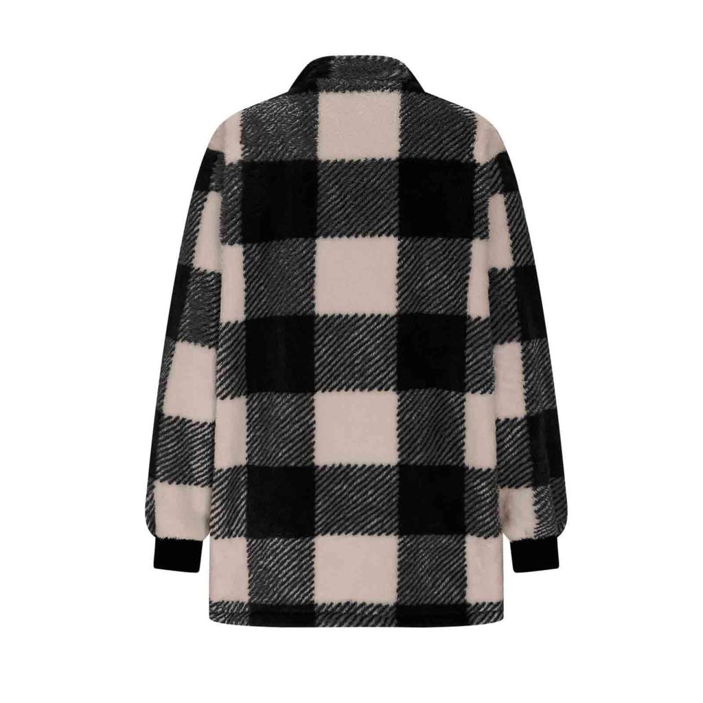 Coats For Women Plaid Fleece Jackets Zip Up Fall Winter Coat Fuzzy Warm Jacket Trendy Casual Outerwear Shacket