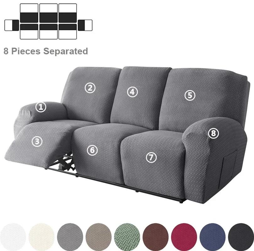1 2 3 Seater Recliner Sofa Cover Stretch Spandex Armchair Covers Solid Color Couch Slipcovers For Living Room