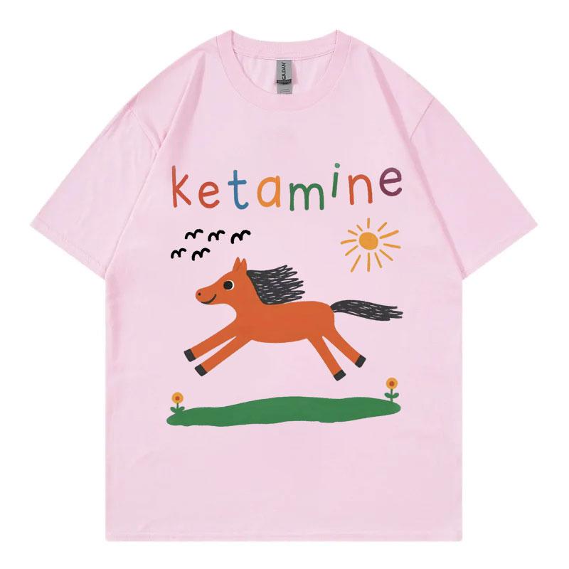 Lustiges Ketamin Pferd Meme T-Shirt Herren Damen Kleidung Harajuku Y2k Kurzarm T-Shirts Sommermode Lässige Baumwoll-T-Shirts M