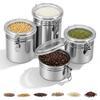 4Pcs Stainless Steel Coffee Bean Airtight Storage Container Food Storage Canister Grains Spice Sealed Jar Kitchen Tool