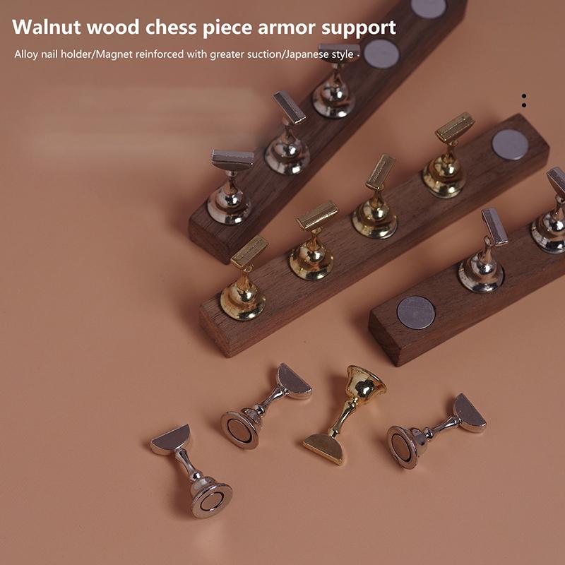 Retro Magnetischer Nagelhalter Übungs-Ausstellungsständer Walnussbasis Präsentationsregal Nagelkunstwerkzeug Bunter Nagellack für Anfänger