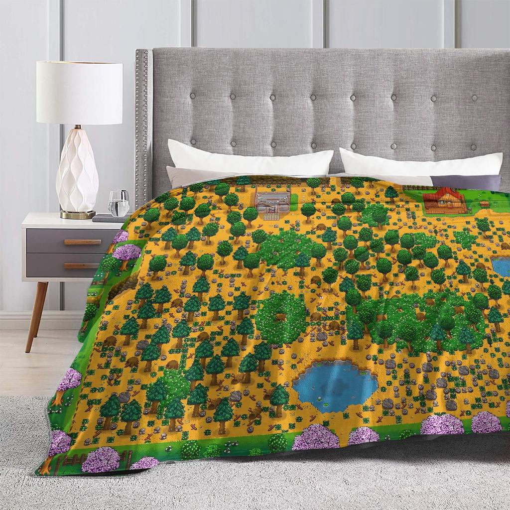 The best Stardew Valley farm-Flannel Blanket  Soft Durable Throw Blanket for Living Room Travel Pattern Bedspread Sofa Bed Cover