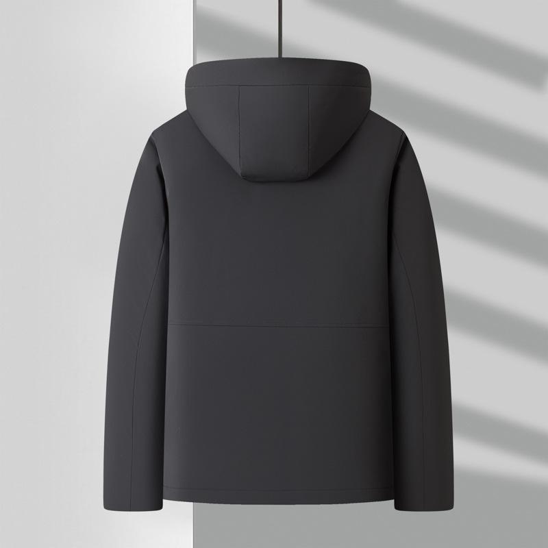 Herren Daunenjacke Winter Business Casual Verdickt Warm Kapuze Abnehmbarer Hutkragen Daunenjacke