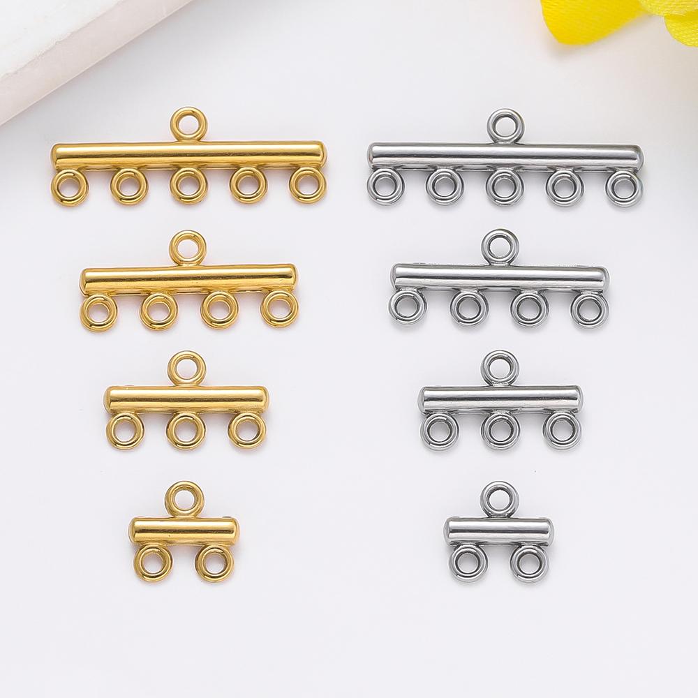 5pcs 2-5 Strands Stainless Steel Multi-Hole Layer Clasps Pendant Connector for DIY Necklace Bracelet Jewelry Making Findings