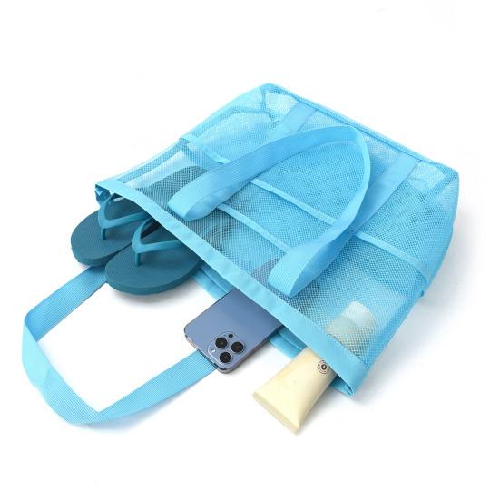 Netz-Strandtasche mit Reißverschluss, großes Fassungsvermögen, Strandtasche, faltbares Design, wasserdicht, sanddicht, Pooltasche mit Fächern