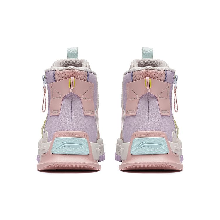 Li Ning Kids Sports Lifestyle Series Journey 3.0 Wear-Resistant Shock Absorption High-Top Kids Skate Shoes Kids skate shoes Pink White YKCT142-14