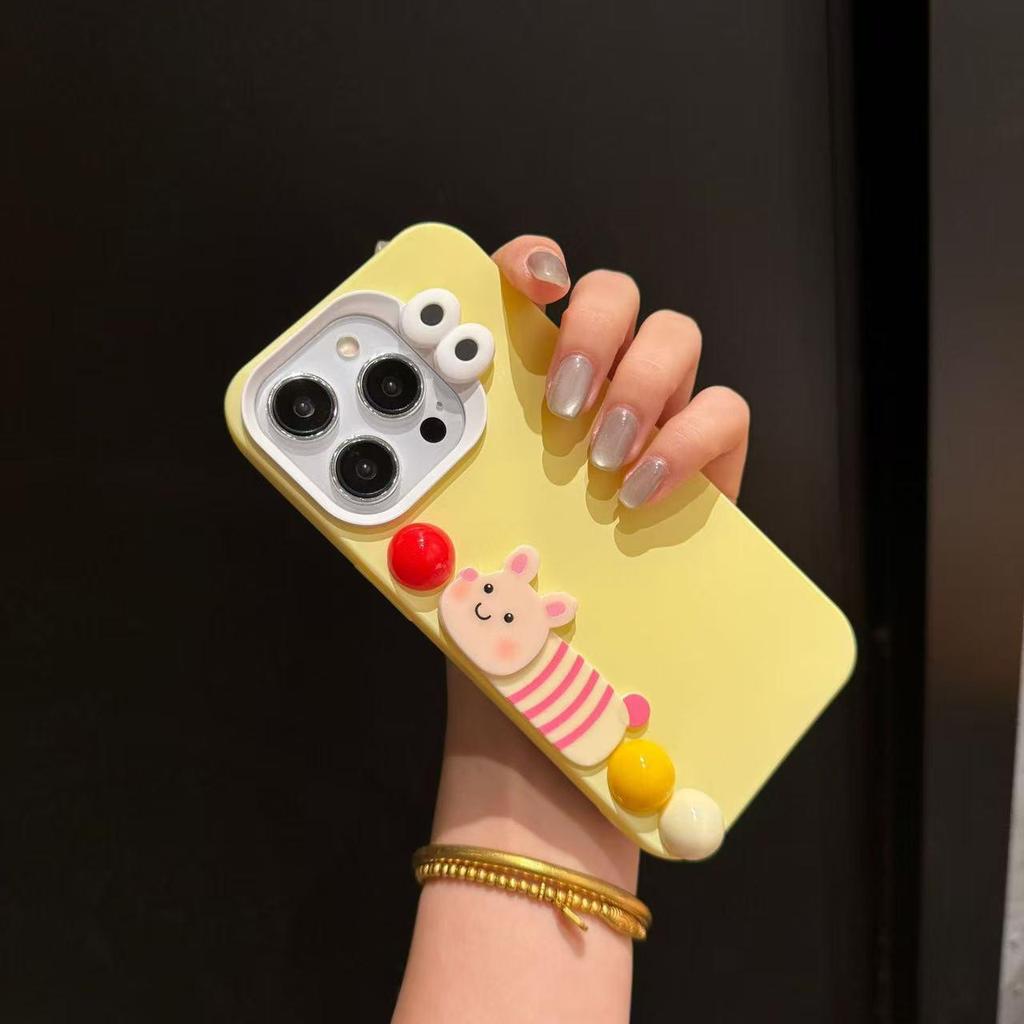 Koreanische 3D-Tier-Handyhülle mit Kette für iPhone 17 Pro Max, iPhone 15, 16, 14 Pro