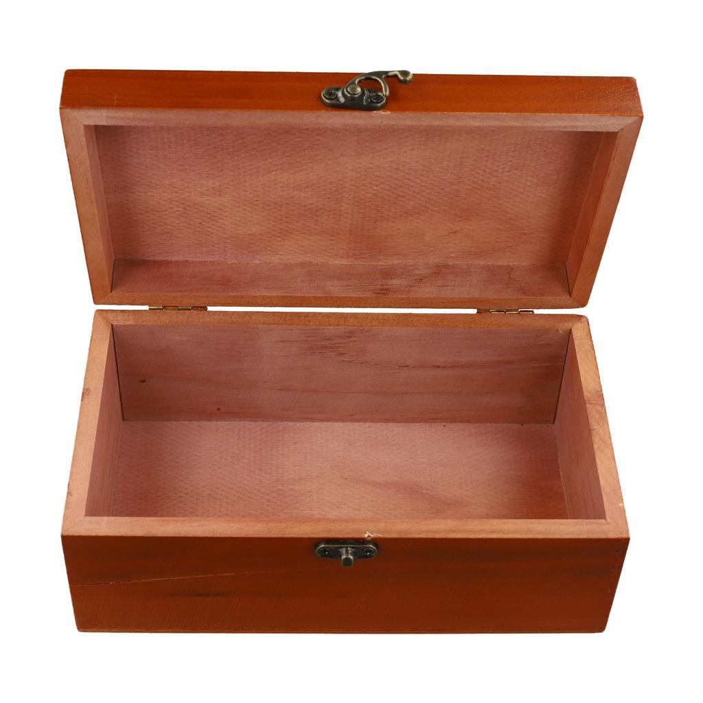 Retro Wooden Treasure Chest with Lock Storage Solution for Letters Keepsakes Jewelry and Small Valuables at Home