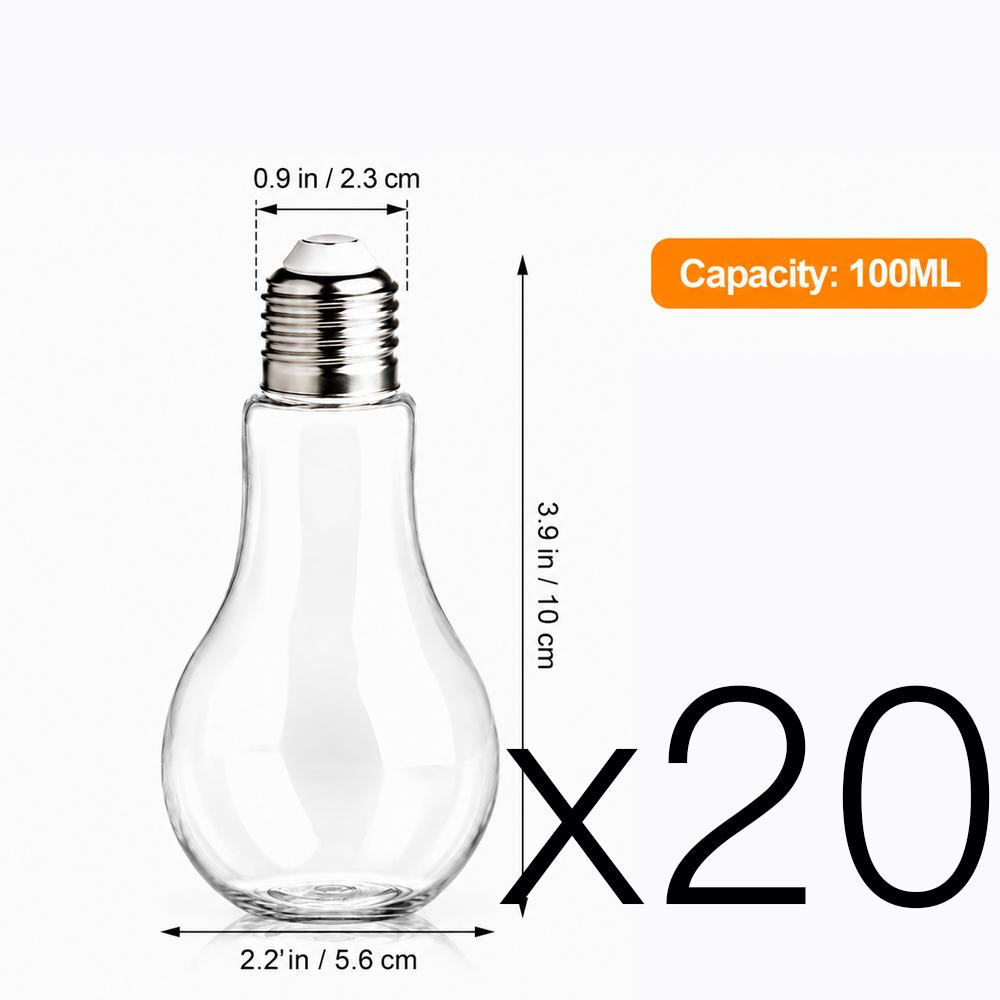 Plastic Light Bulbs, 100ml Clear Fillable Ornaments, Plastic Light Bulbs Candy Jars for Crafts, Decorative Centerpieces, Party