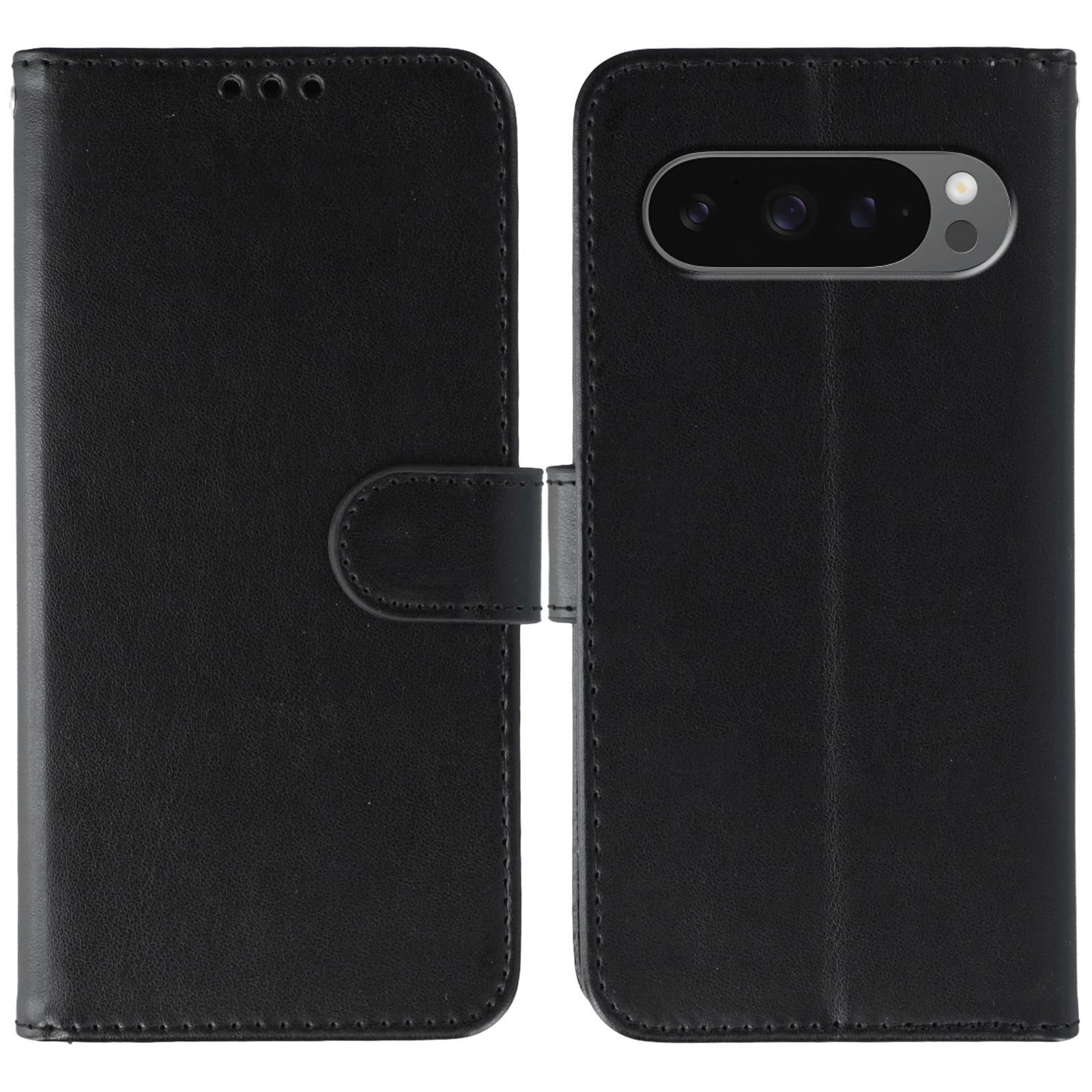 

For Google Pixel 10 Pro XL/9 Pro XL Case PU Leather Flip Wallet Phone Cover with Strap Black