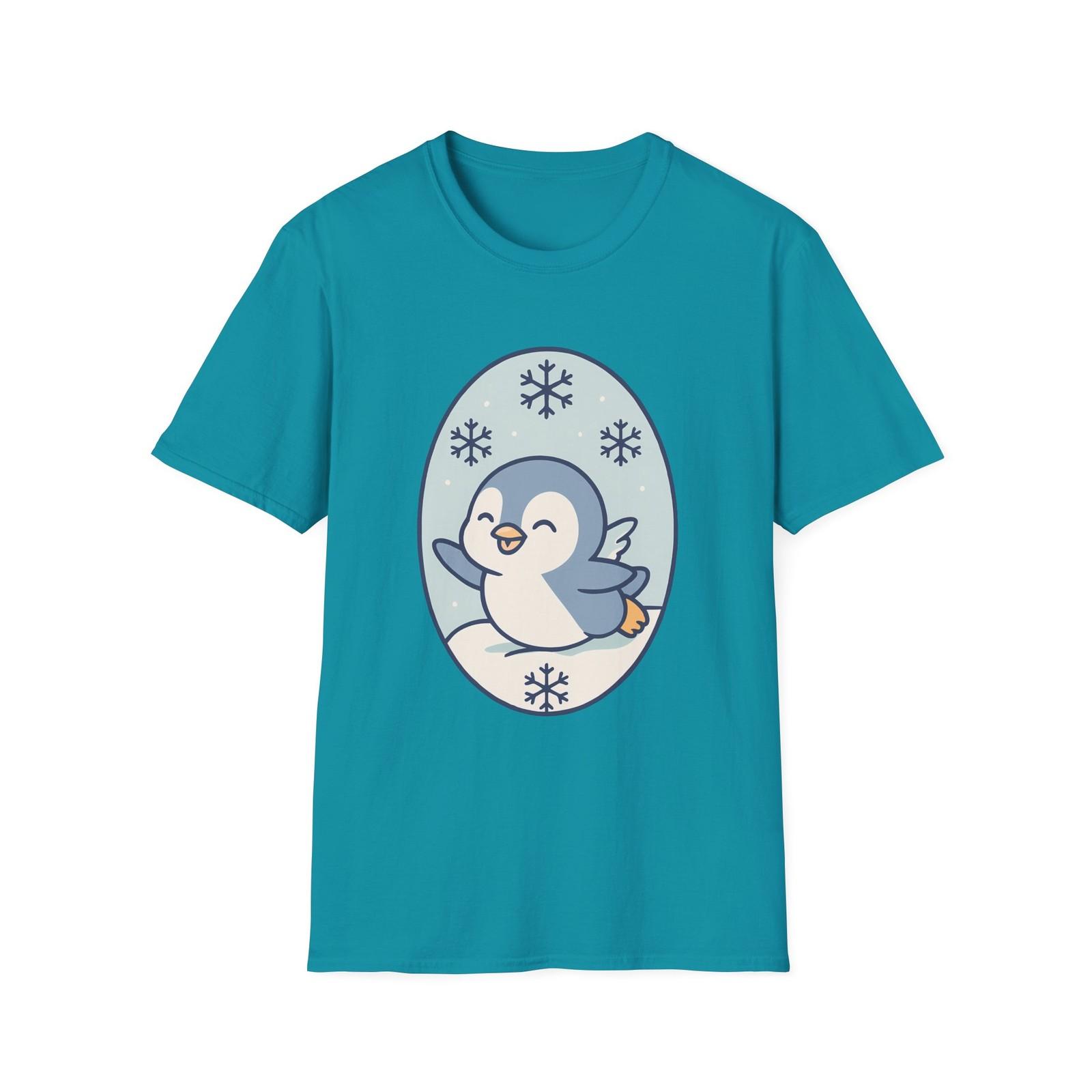 Unisex Softstyle Penguin Snow T-Shirt Mens Womens Tees Top- Joyful, Winter, Frosty, Christmas L