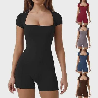 2024 Spring/Summer European & American Short Sleeve Yoga Suit with Waist Shaper