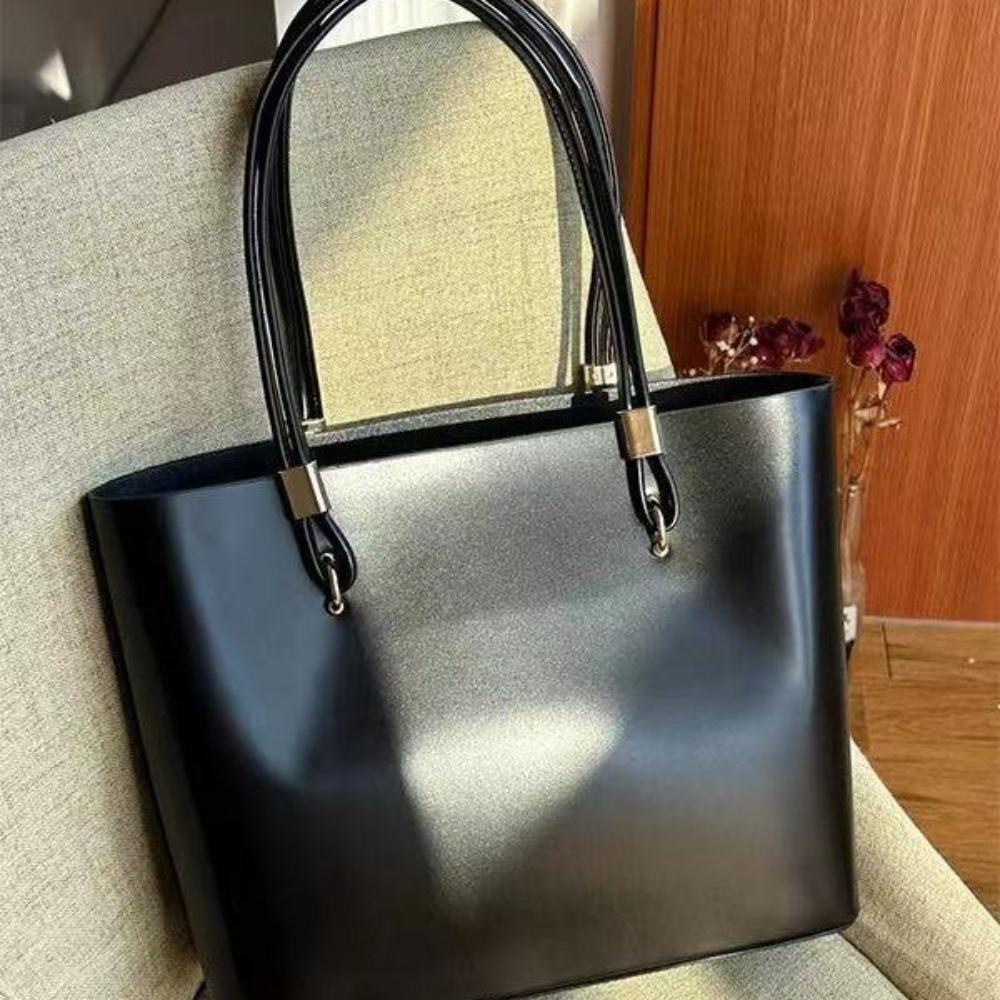 Black Bag Women's 2023 New Tote Bag Commuting Large-capacity College Student Class Bag Student Portable Shoulder Bag