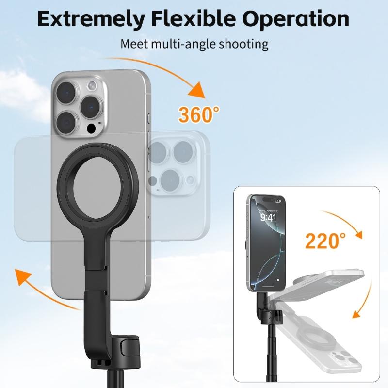 Aluminum Magnetic Phone Tripod Stick With Cold Shoe Mount And Fast Release Design For Content Creators