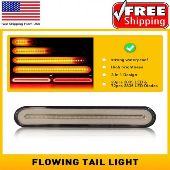 1X LED Universal Tail Motorcycle Lights Brake Flowing Stop Turn Light Signal ATV