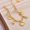 Heart & Round Ball Charm Chain Bracelet 18K Gold Plated Handmade Waterproof Stainless Steel Jewelry for Women