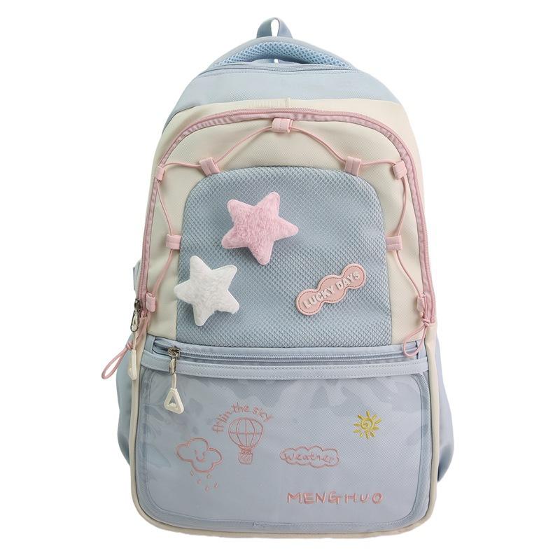 Schoolbag Dopamine High-value Schoolbag Female Cute Student Backpack Niche Contrasting Color Large-capacity Backpack Small Food Intake Pain Bag
