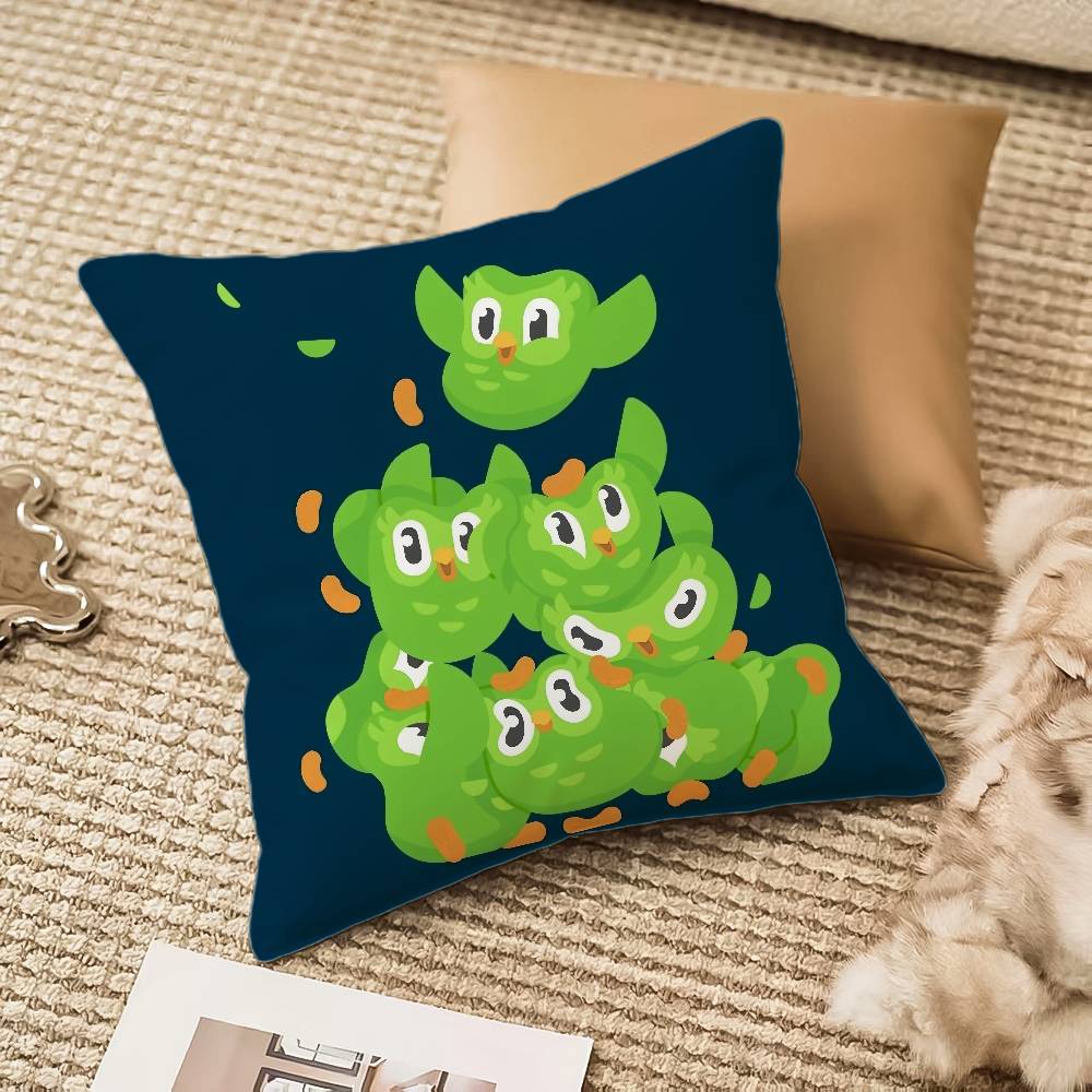 Cute Cartoon D-Duolingos Pillow Case Silky elegant Comfort Sofa Bed Invisible zipper Beach pillowcase