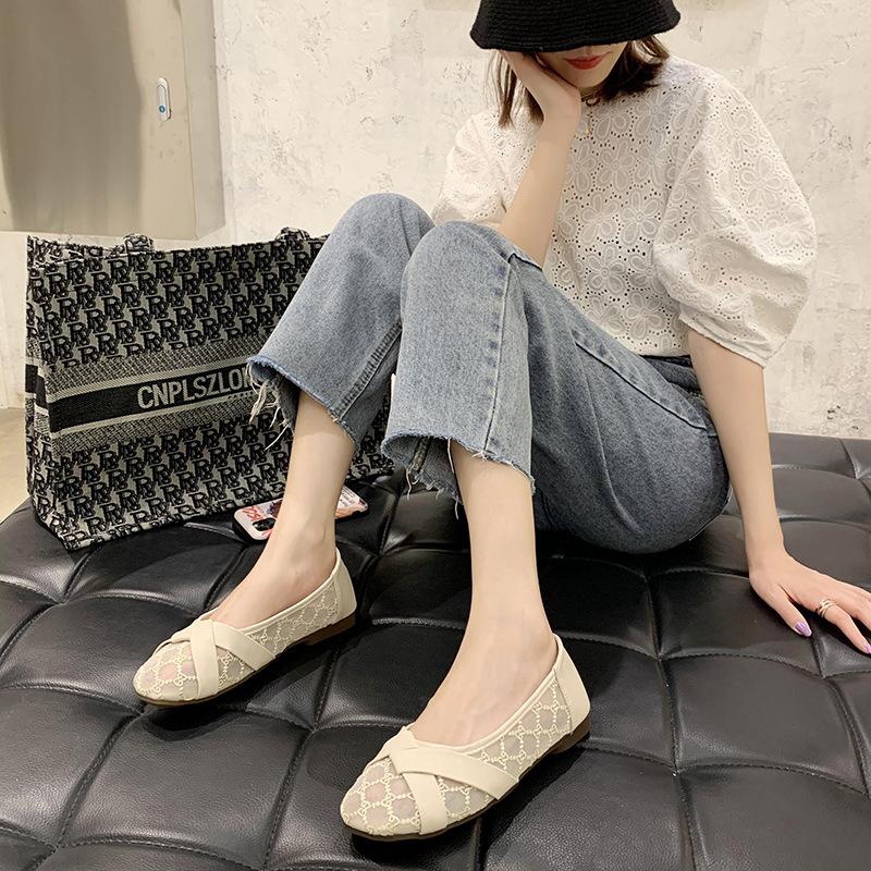 Fashion Design Hollow Out Women's Shoes 2024 Spring New Simple Round Head Low Heel Mesh Breathable Everyday Versatile Flat Shoes