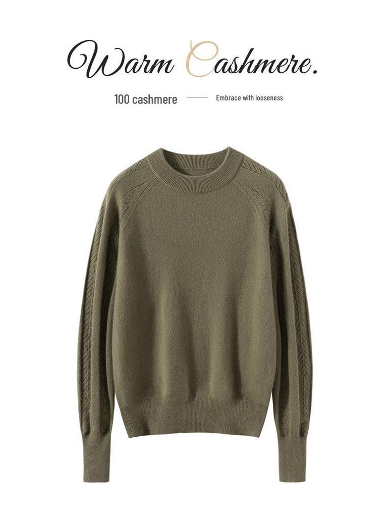 Women's 100% Cashmere Half-High Neck Pullover Sweater - Solid Color, Versatile, Warm Knit