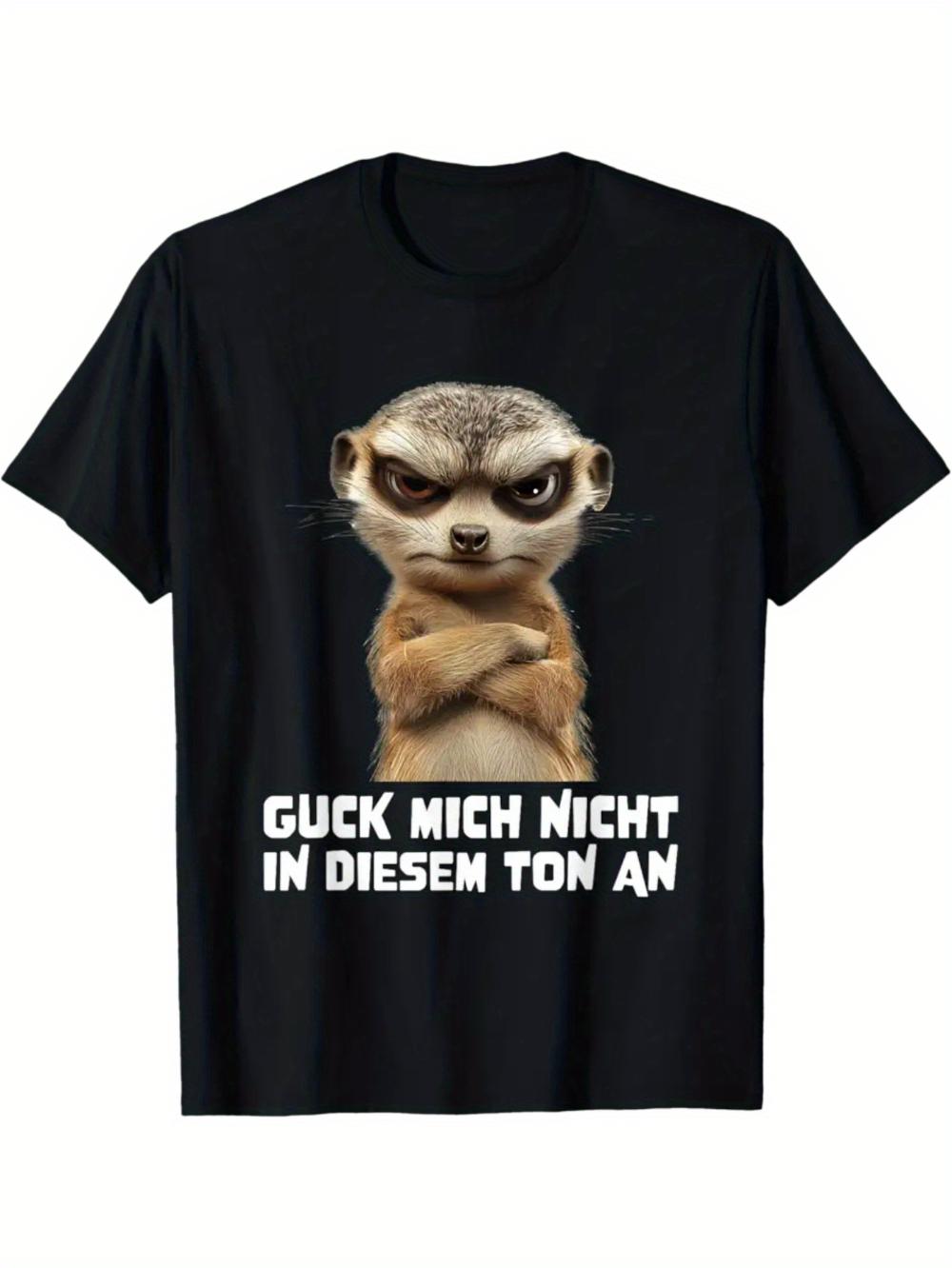 Black Casual T-shirt with Angry Ferrets and The Words Guck Mich Nicht in Diesem Ton An , Unisex T-shirt S разноцветный