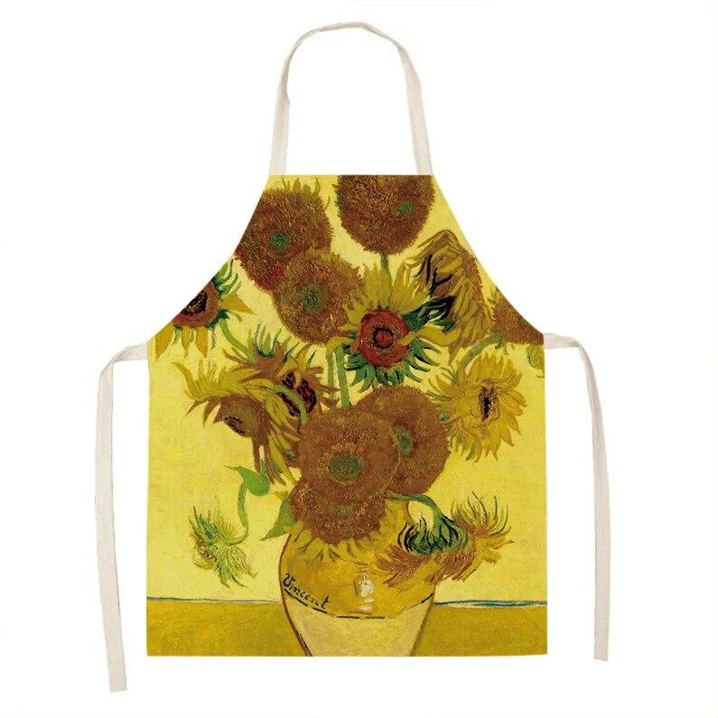 1 kus vintage umělecká olejomalba tištěná zástěra kuchyňská vaření pečení zástěra domácí čisticí doplňky unisex