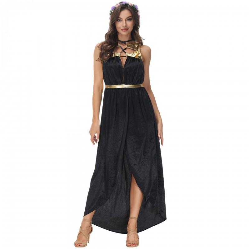 Halloween Greek Goddess Dress Ancient Mythology Robe Cleopatra Costume Party Stage Performance Cosplay Womens Fancy