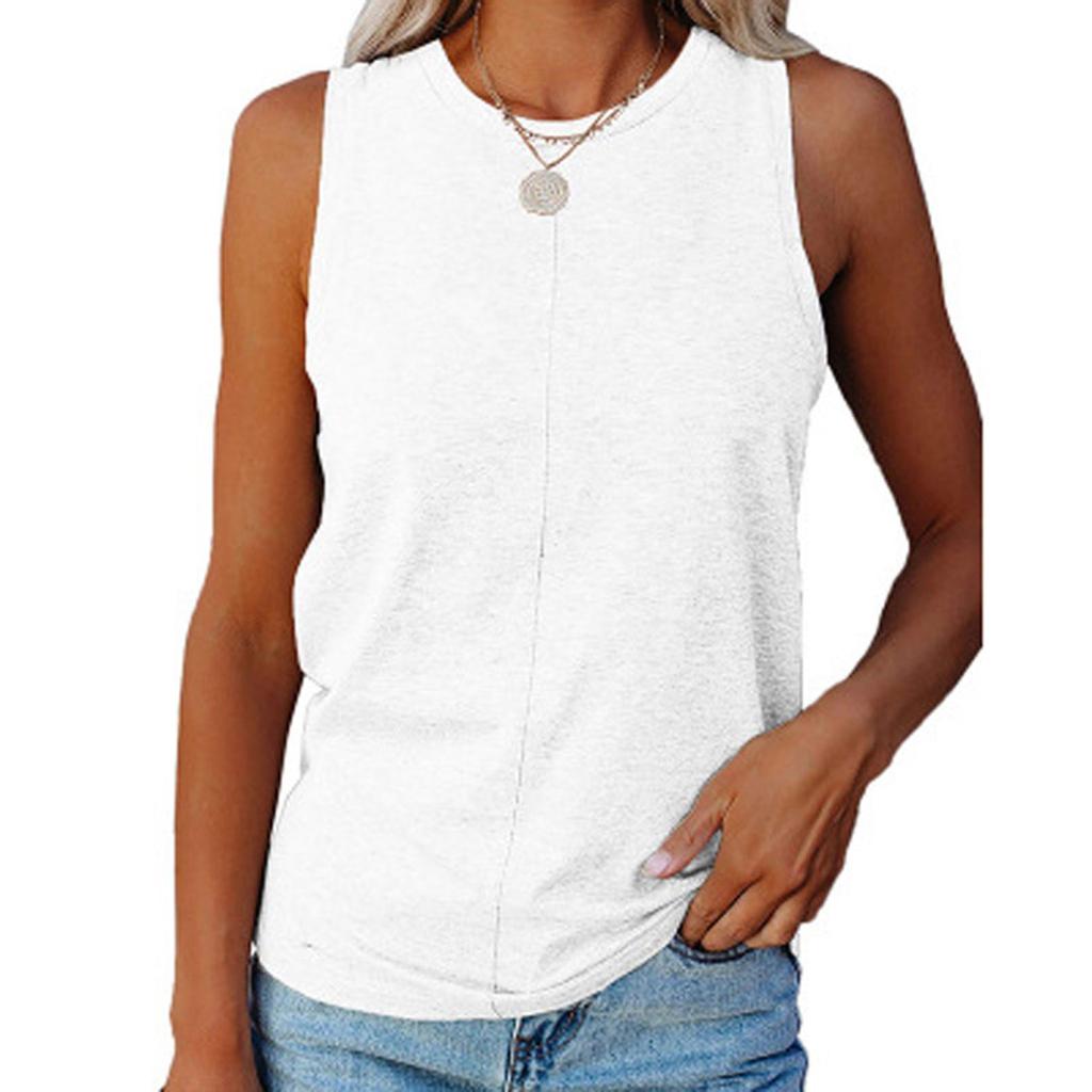 Women's Casual Comfort Round Neck Color Hundred Sleeveless Vest Tops