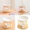 Ceramics Essential Oil Warmer Tealight Candle Holder Aromatherapist Wax Melt Burners Diffuser Wood Stand for Relaxation